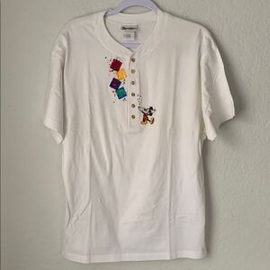 VTG Walt Disney World White Embroidered Men’s Polo Shirt Short Sleeve Size XL